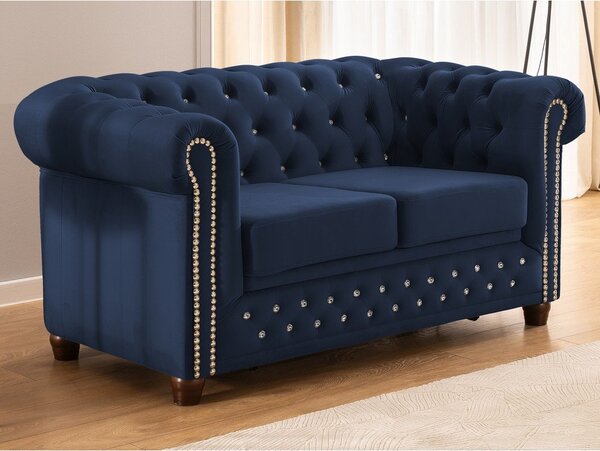 Син кадифен разтегателен диван 148 cm York Blik – Ropez