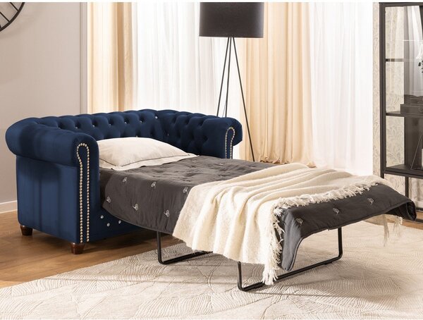 Син кадифен разтегателен диван 148 cm York Blik – Ropez