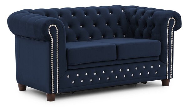 Син кадифен разтегателен диван 148 cm York Blik – Ropez