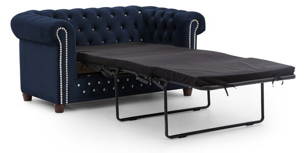 Син кадифен разтегателен диван 148 cm York Blik – Ropez