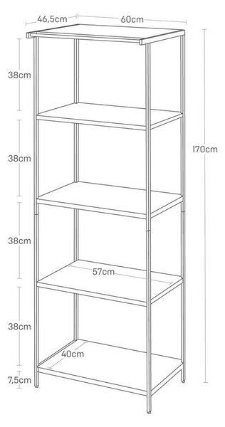 Стоманен стелаж в матово бял цвят 60x170x46,5 cm Tower – YAMAZAKI