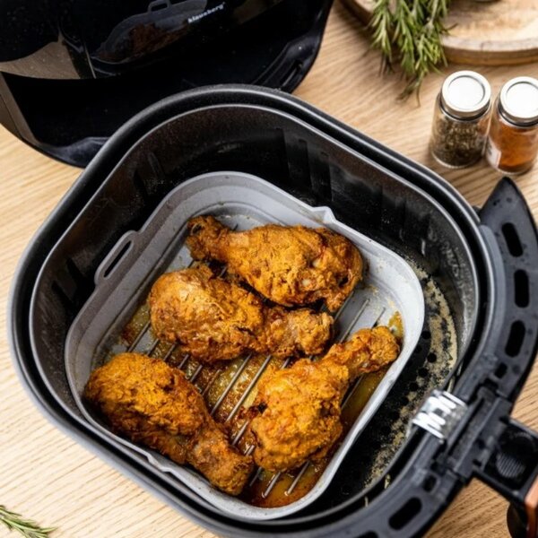 Комплект 2 бр. правоъгълни силиконови форми за Airfryer Klausberg KB 7790, 21х20.3 см, До 230C, Без BPA, Сив