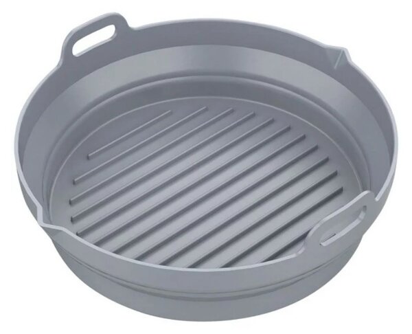 Комплект 2 бр. кръгли силиконови форми за Airfryer Klausberg KB 7789, 20х21.3 см, До 230C, Без BPA, Сив