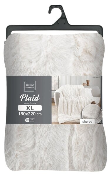 Кремаво одеяло от микроплюш 180x220 cm Foxy – douceur d'intérieur