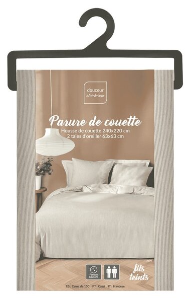 Бежово двойно удължено спално бельо от микрофибър 240x220 cm Azura – douceur d'intérieur