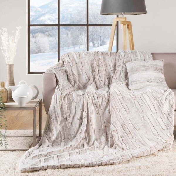 Бежово одеяло от микроплюш 180x220 cm Lynx – douceur d'intérieur