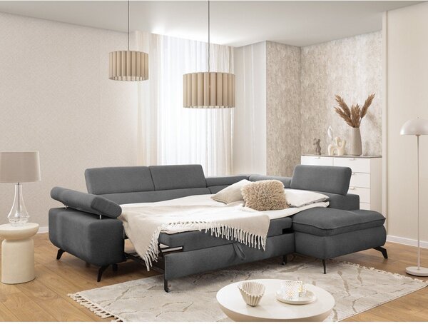 Сив шенилов ъглов диван (десен ъгъл L форма) Marbeya – Ropez