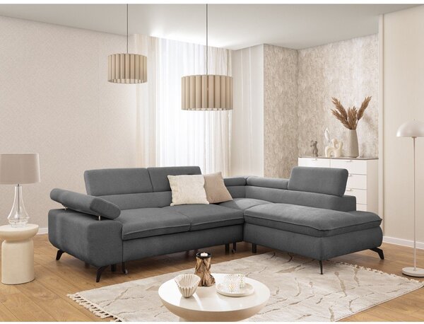 Сив шенилов ъглов диван (десен ъгъл L форма) Marbeya – Ropez