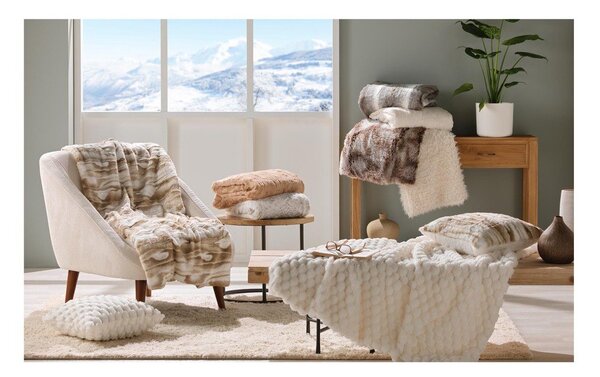Бежово одеяло от микроплюш 180x220 cm Lynx – douceur d'intérieur