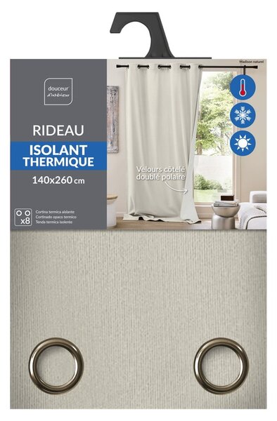 Бежово термо перде от рипсено кадифе 140x260 cm Madison – douceur d'intérieur