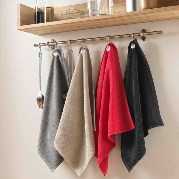 Антрацитна памучна кърпа от тери 50x50 cm Cuistot – douceur d'intérieur