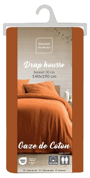 Оранжев/кафяв муселинов чаршаф 140x190 cm Angelia – douceur d'intérieur