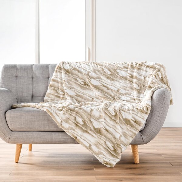 Бежово одеяло от изкуствена кожа 180x220 cm Cheyenne – douceur d'intérieur