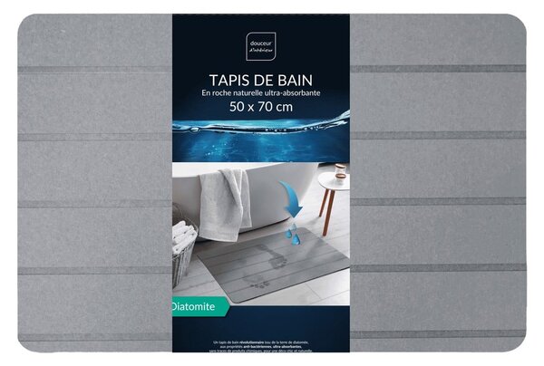 Сив килим за баня 50x70 cm Baline – douceur d'intérieur