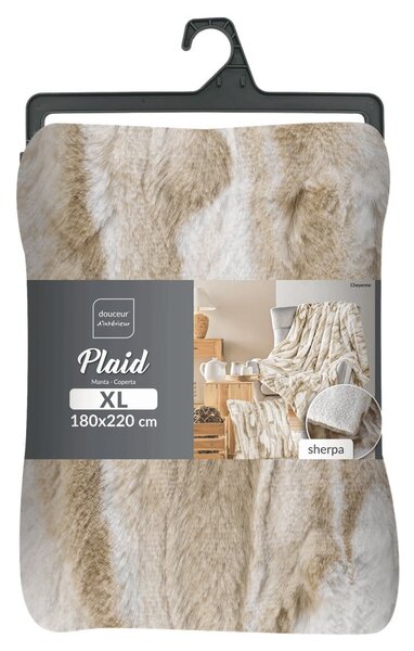 Бежово одеяло от изкуствена кожа 180x220 cm Cheyenne – douceur d'intérieur