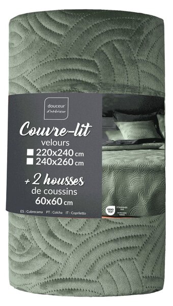 Зелено комплект шалте и калъфка за възглавница 220x240 cm Solange – douceur d'intérieur