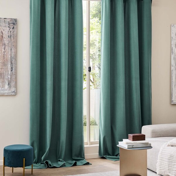 Зелено термо перде от рипсено кадифе 140x260 cm Madison – douceur d'intérieur