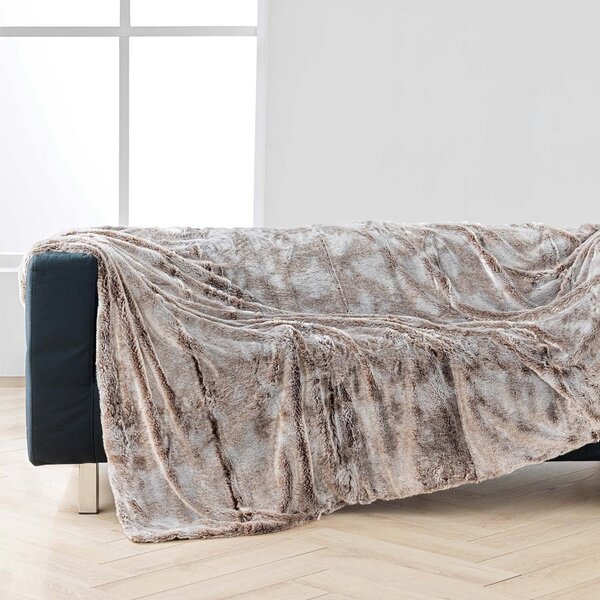 Кафяво одеяло от изкуствена кожа 180x220 cm Antartic – douceur d'intérieur