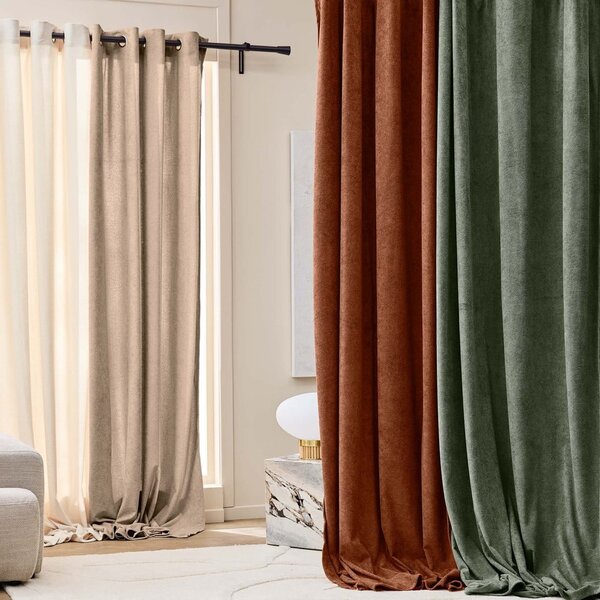 Светлокафяво перде от букле 140x260 cm Winona – douceur d'intérieur