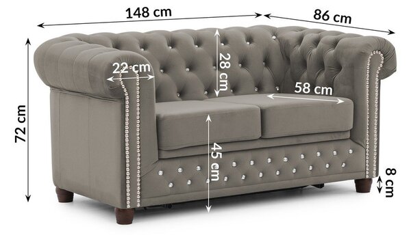 Сив кадифен разтегателен диван 148 cm York Blik – Ropez