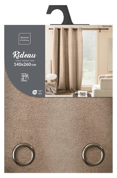 Светлокафяво перде от букле 140x260 cm Winona – douceur d'intérieur