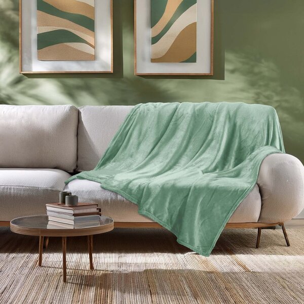 Светлозелено одеяло от микрофланела 180x220 cm Flanou – douceur d'intérieur