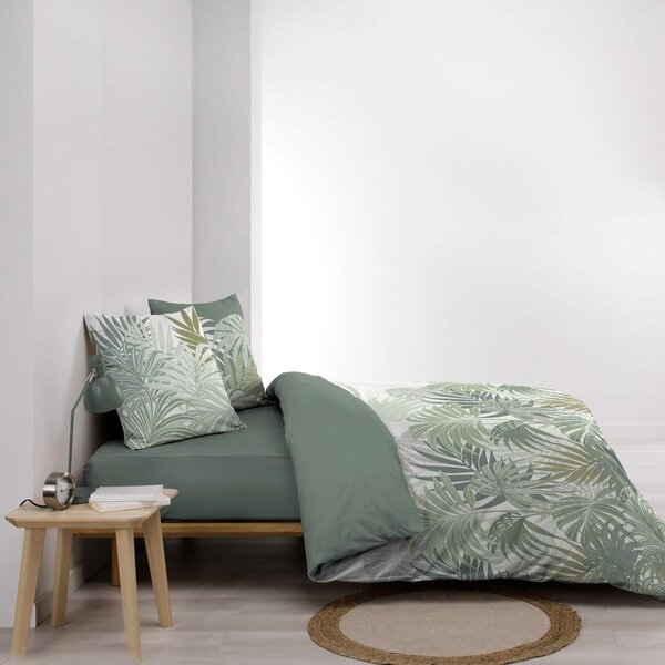 Зелено двойно удължено памучно спално бельо 240x220 cm Nymea – douceur d'intérieur