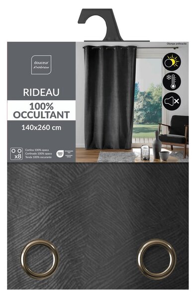 Антрацитно перде 140x260 cm Olympe – douceur d'intérieur