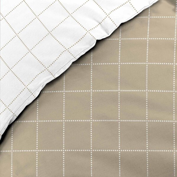 Бяло/бежово единично памучно спално бельо 140x200 cm Cadria – douceur d'intérieur