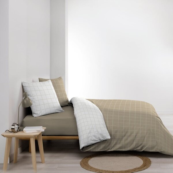 Бяло/бежово двойно памучно спално бельо 200x200 cm Cadria – douceur d'intérieur