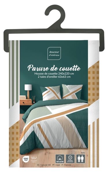 Бяло двойно удължено памучно спално бельо 240x220 cm Zephyr – douceur d'intérieur