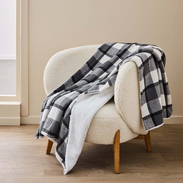 Сиво одеяло от шерпа 125x150 cm Ecossais – douceur d'intérieur