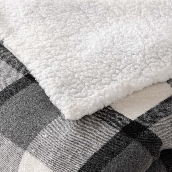 Сиво одеяло от шерпа 125x150 cm Ecossais – douceur d'intérieur