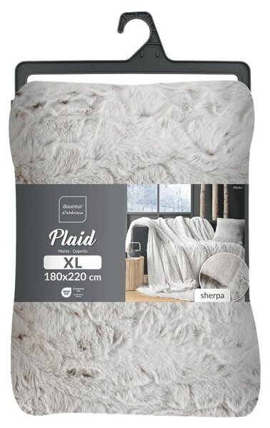 Сиво-бежово одеяло от изкуствена кожа 180x220 cm Alaska – douceur d'intérieur