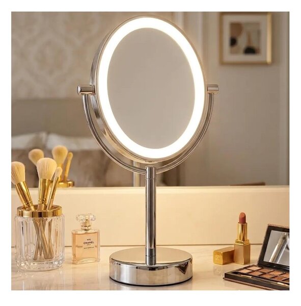 Eglo 201598 - Козметично огледало с LED подсветка LED/4W/4xAA IP65 гланцов хром