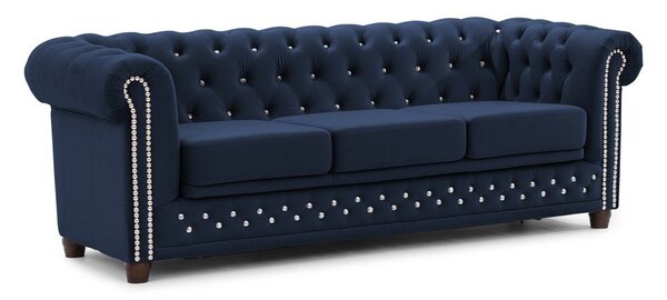 Син кадифен разтегателен диван 203 cm York Blik – Ropez