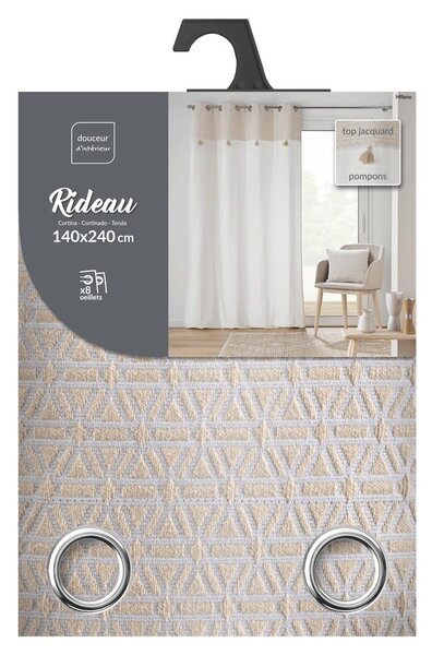 Бяло/бежово перде със смес от памук 140x240 cm Milano – douceur d'intérieur