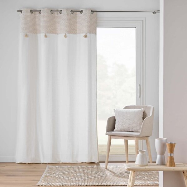 Бяло/бежово перде със смес от памук 140x240 cm Milano – douceur d'intérieur