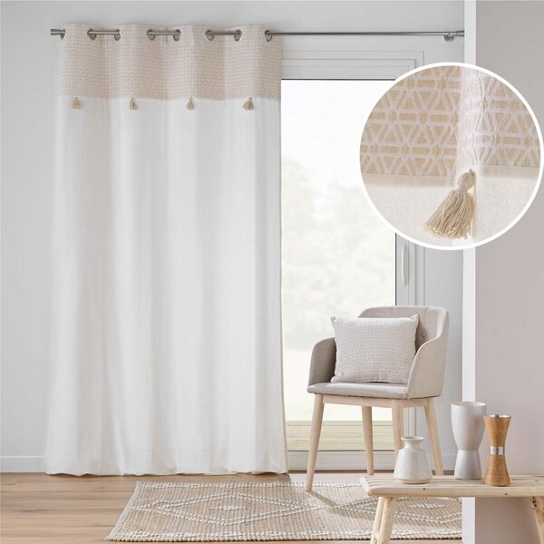 Бяло/бежово перде със смес от памук 140x240 cm Milano – douceur d'intérieur