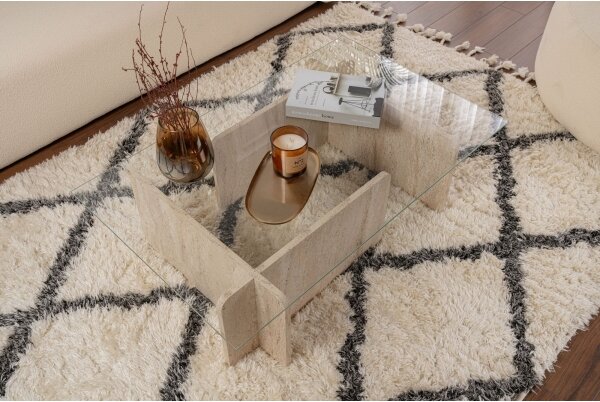 Холна маса ESCAPE 105x65 см бежова/прозрачна