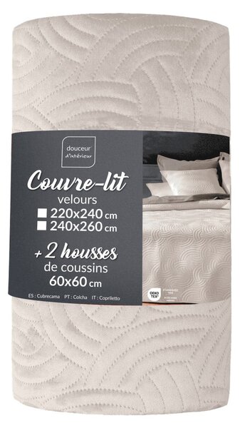 Кремаво комплект шалте и калъфка за възглавница 240x260 cm Solange – douceur d'intérieur