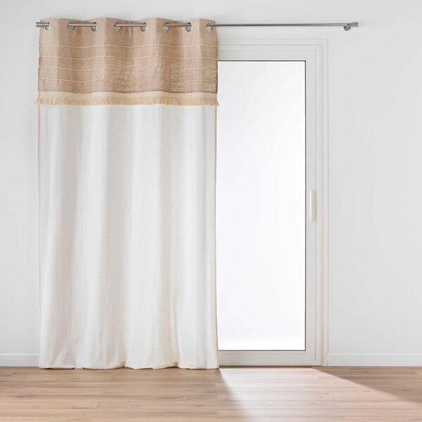 Бяло/кафяво перде със смес от юта 140x240 cm Cirrus – douceur d'intérieur