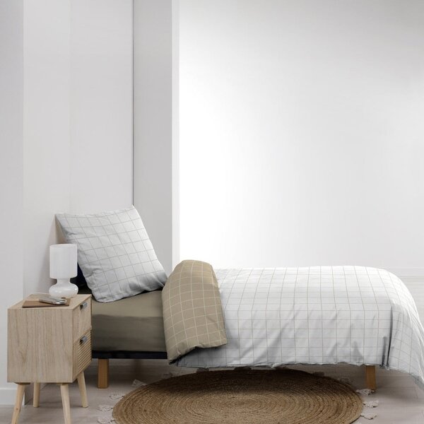 Бяло/бежово единично памучно спално бельо 140x200 cm Cadria – douceur d'intérieur