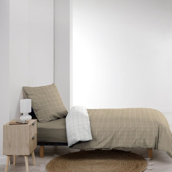 Бяло/бежово единично памучно спално бельо 140x200 cm Cadria – douceur d'intérieur