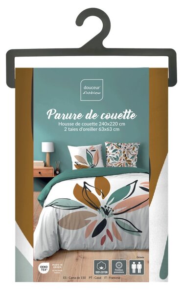 Бяло двойно удължено памучно спално бельо 240x220 cm Octavia – douceur d'intérieur