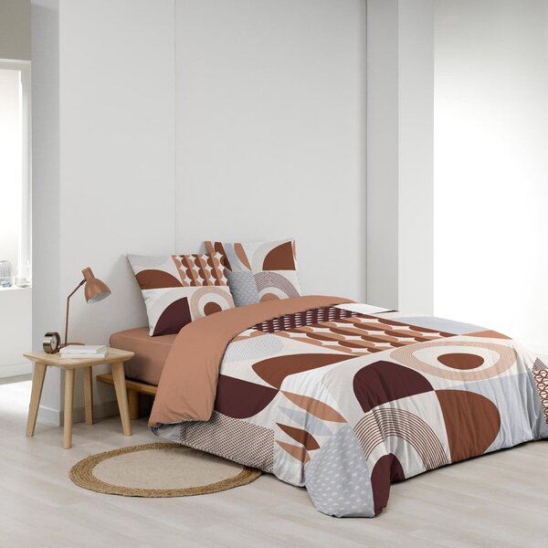 Теракотено двойно удължено памучно спално бельо 240x220 cm Gemma – douceur d'intérieur