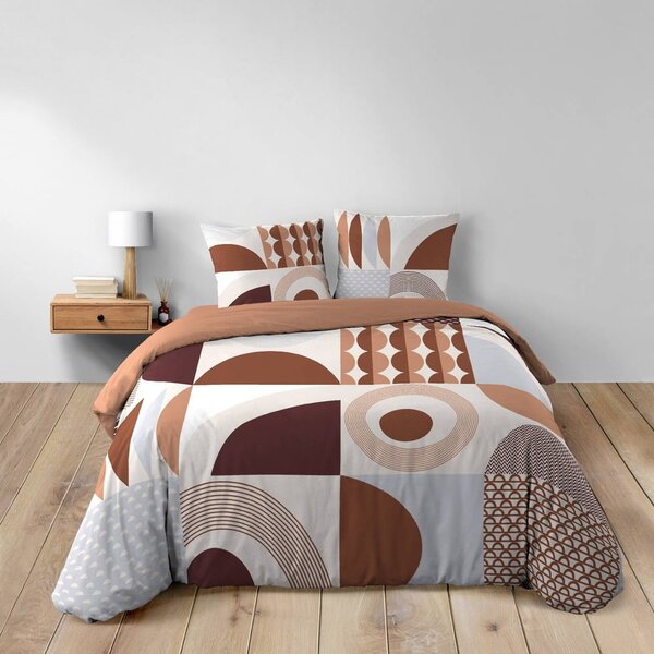 Теракотено двойно удължено памучно спално бельо 240x220 cm Gemma – douceur d'intérieur
