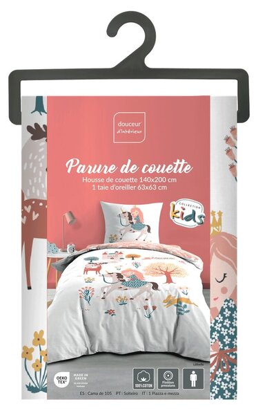 Бяло/розово единично памучно детско спално бельо 140x200 cm Lilibelle – douceur d'intérieur