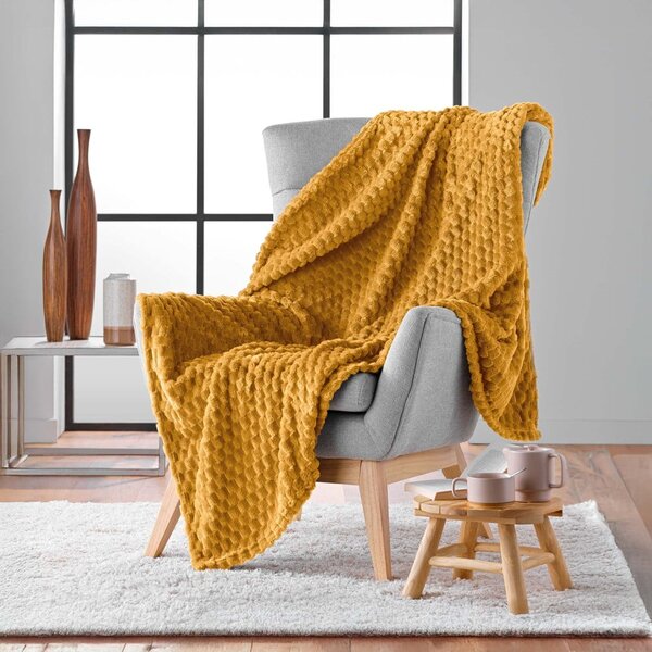 Одеяло от микрофланела в цвят жълта охра 125x150 cm Mini Frosty – douceur d'intérieur