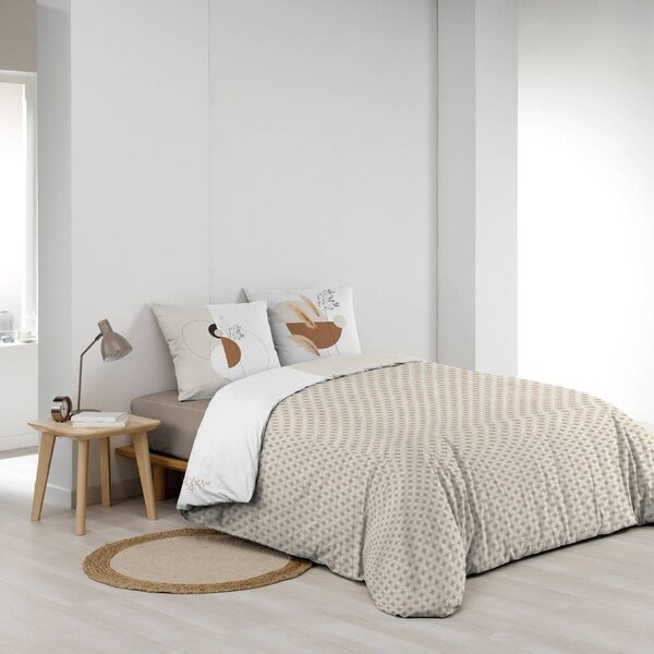Бяло/бежово двойно удължено памучно спално бельо 240x220 cm Natacha – douceur d'intérieur